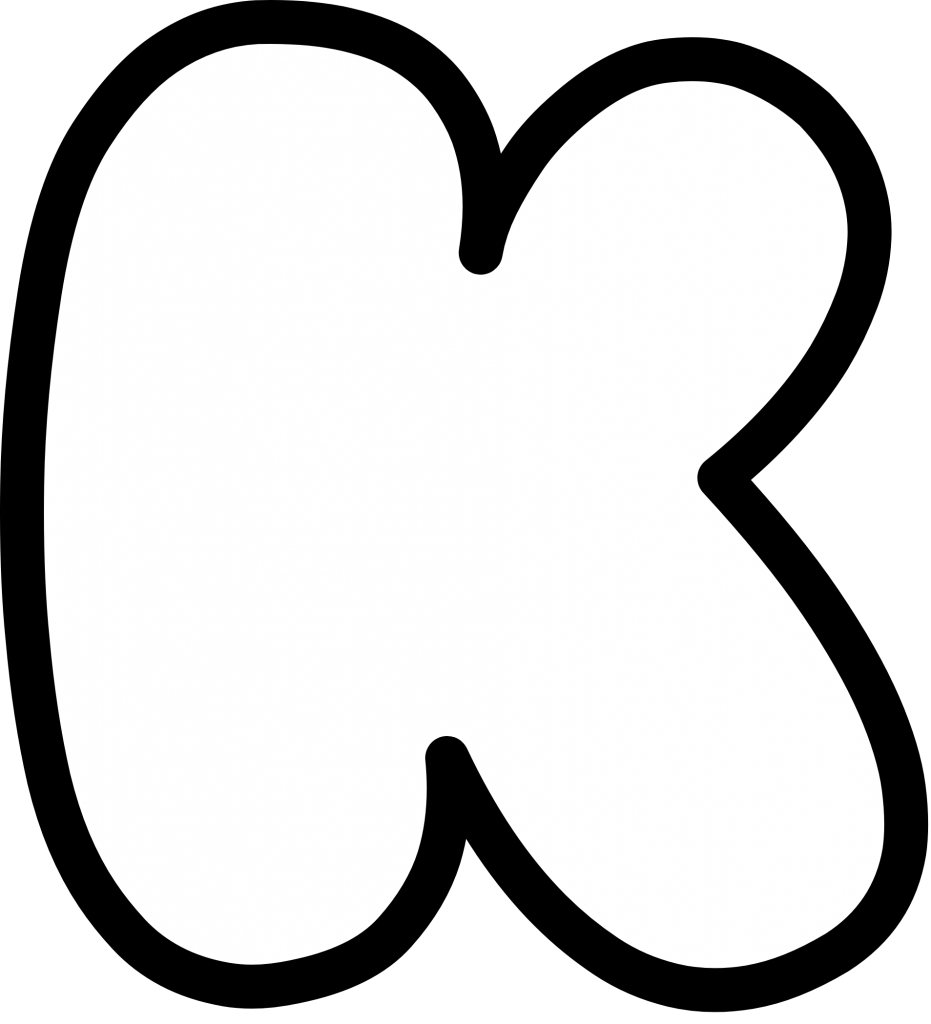 Uppercase Bubble Letter K - Nerdy Caterpillar
