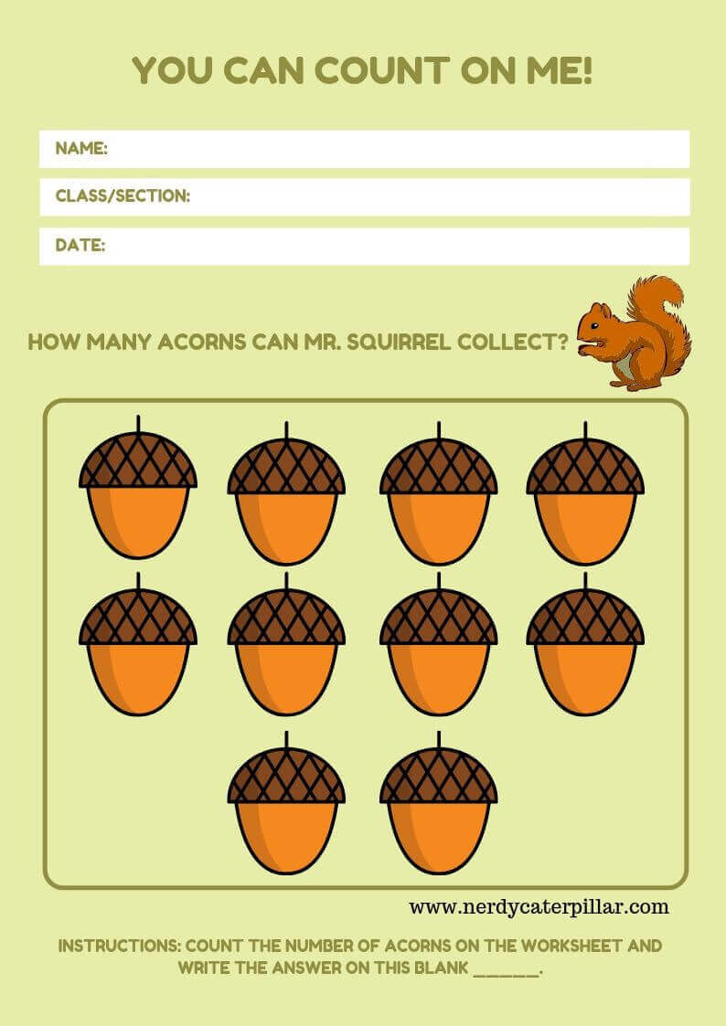 Counting Math Worksheet For Preschoolers