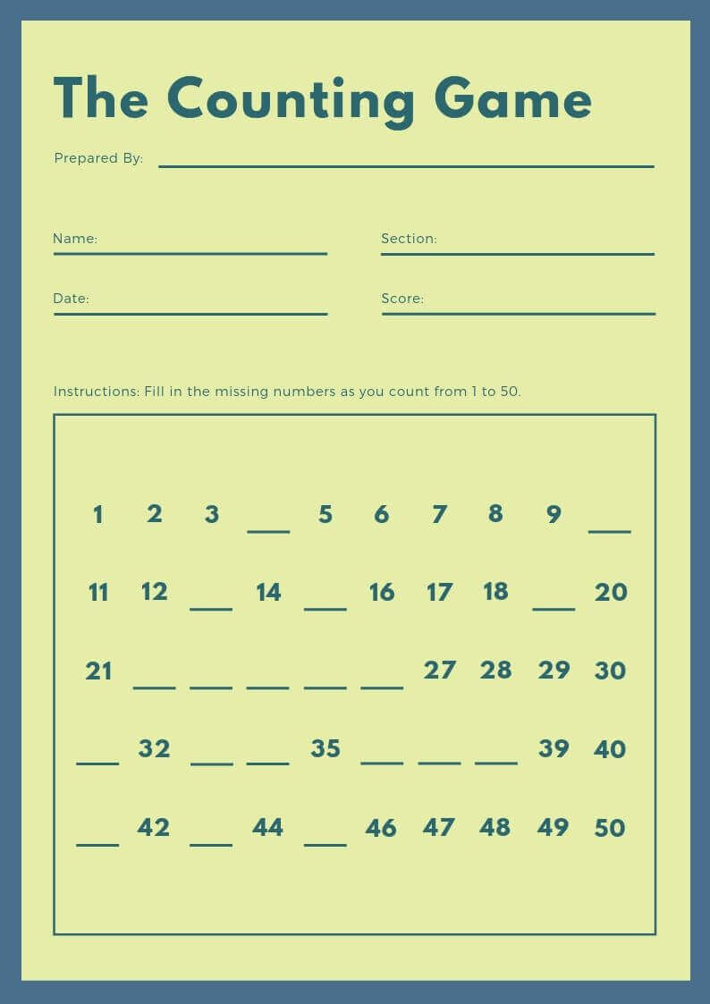 Counting Math Worksheet Printable