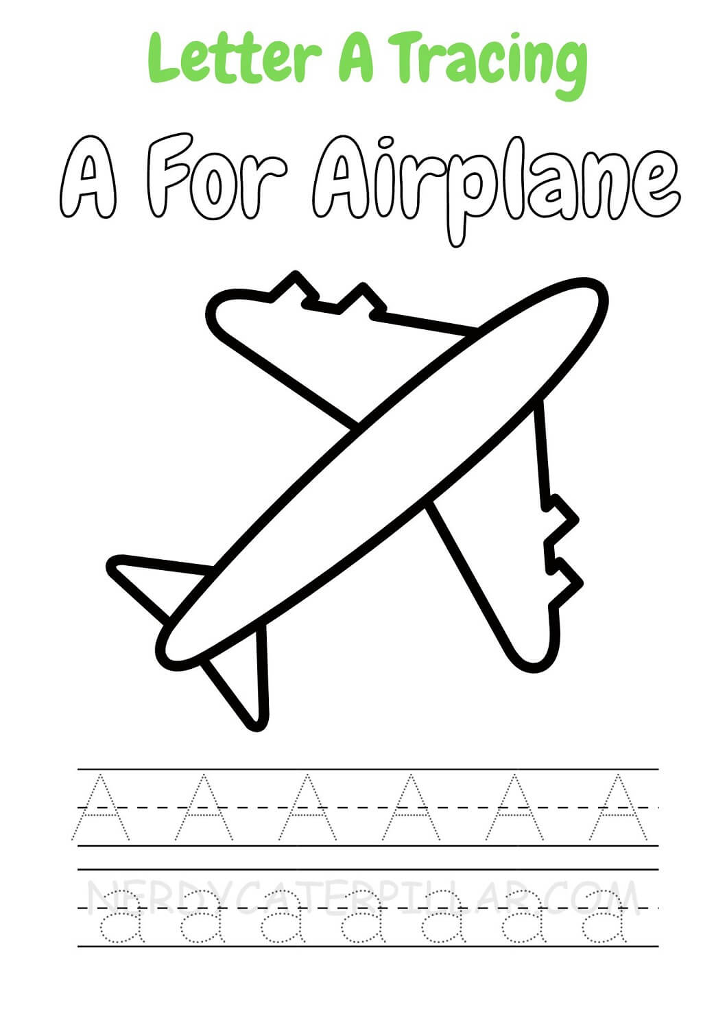 A for airplane worksheet for kids