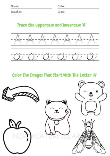 Letter A Tracing worksheet