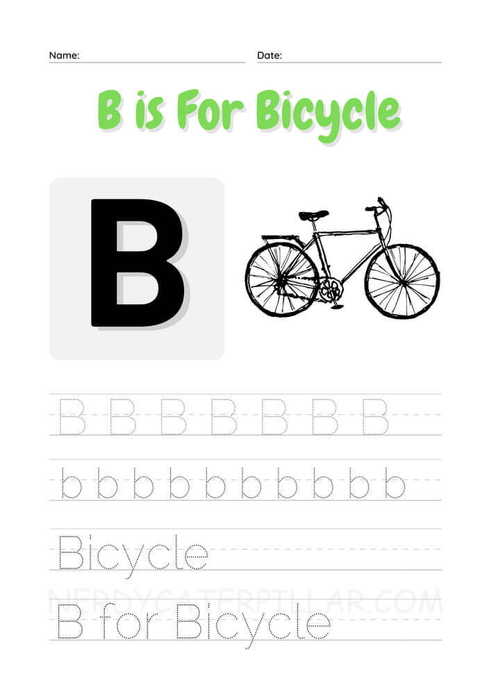 B for bicycle worksheet