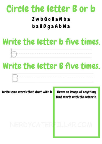 Circle and Write Letter B worksheet