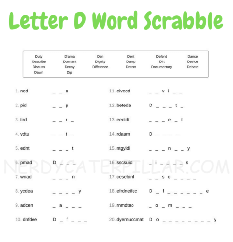 Letter D Word Scrabble