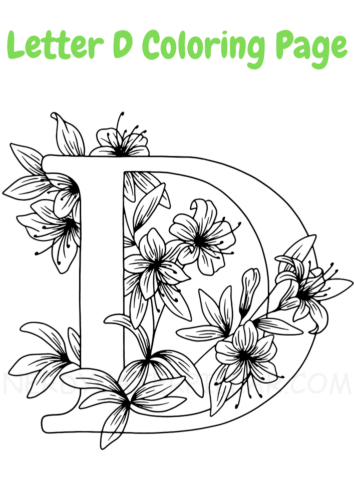 Letter D coloring page for kids