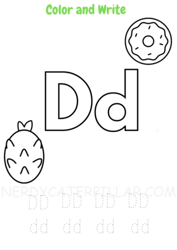 Letter D worksheet for preschoolers
