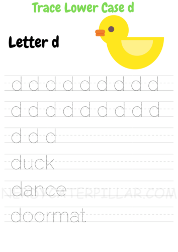 Lowercase Letter D worksheet